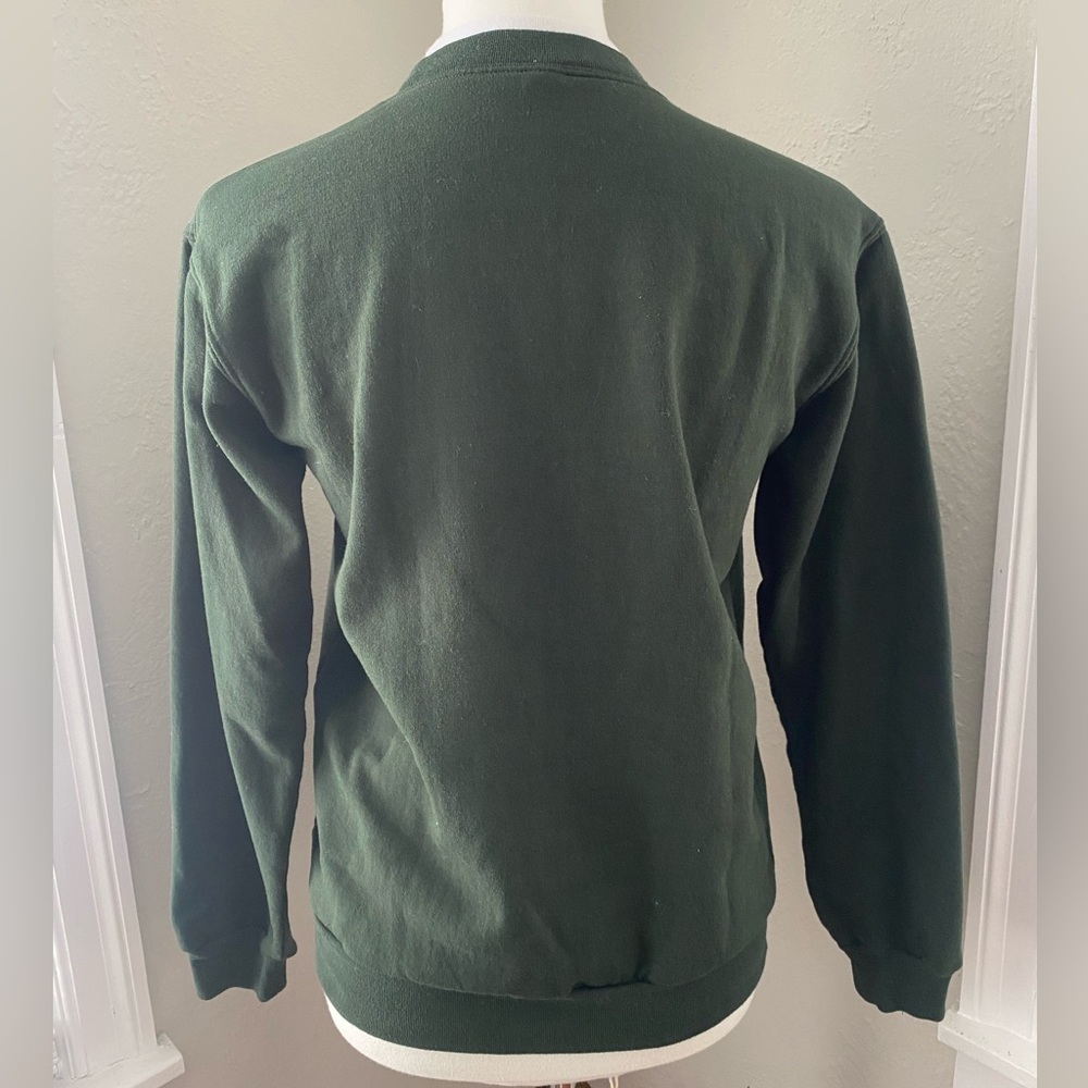 Vtg Green Embroidered Stacked Dog Design Crewneck Sweatshirt Granny Cottage Cozy - Picture 4 of 8